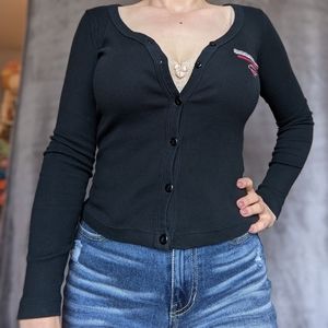 Harley t-shirt button up long sleeve v-neck